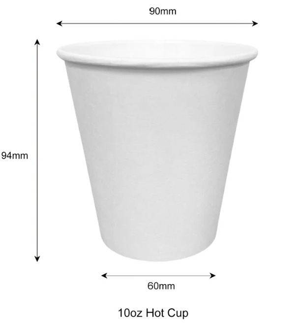 10 oz - Paper Hot Coffee Cups with 90 mm opening – Zein