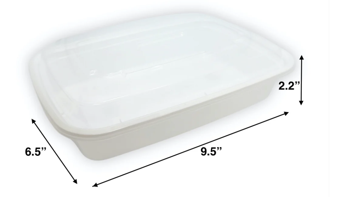 58 OZ | 1715 ML | White | PP Re-useable Container Set(Lid & Base) – Zein